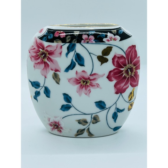 Supreme Otagiri Japan Bud Vase, Pristine Floral Transferware - 4.5x4.5" Vintage - Picture 1 of 4